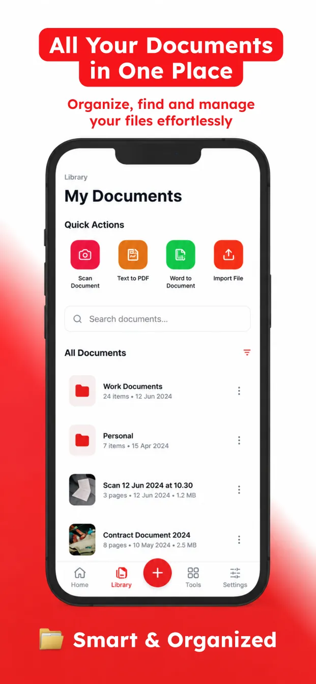 Library: folders, search and all your documents in one place